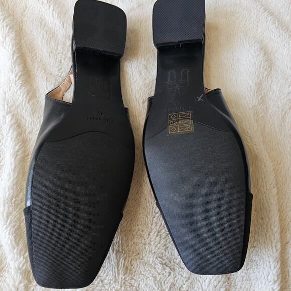 NEW C. Paravano Square Toe Slingback Flats Felicia Black Size EU 42 US 11 11.5 - Picture 4 of 5